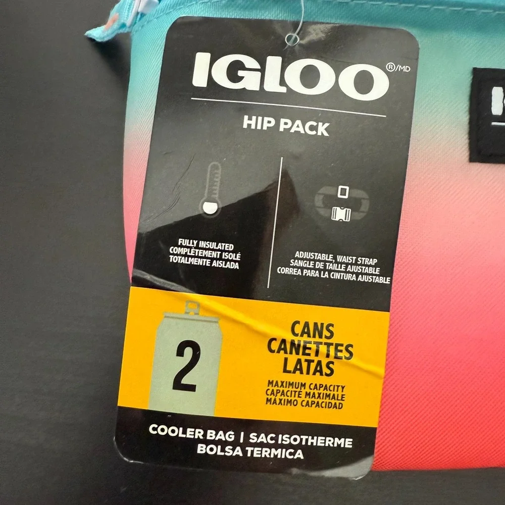 Igloo Hip Pack‎ Blue Gradient Adjustable Waist Strap 2-Can Capacity Cooler Bag
